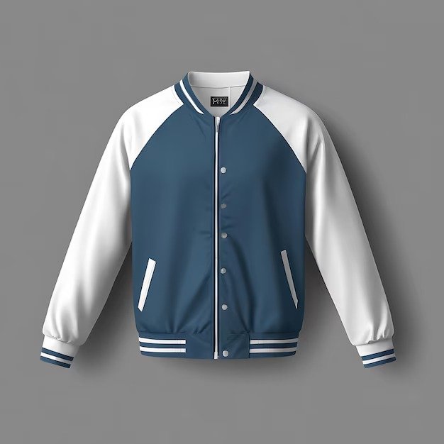 a blue and white jacket