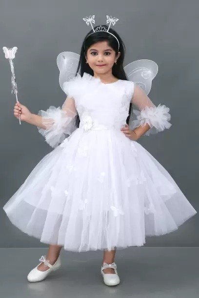 frock wear a girl and magical stick in hand